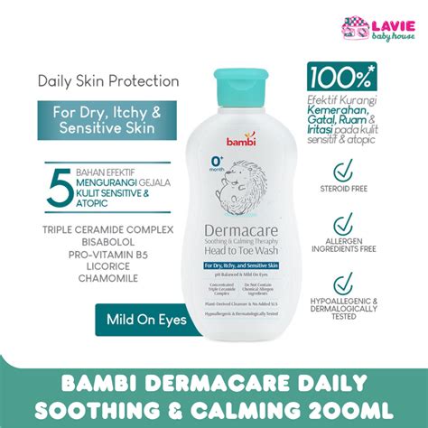 Jual Bambi Baby Dermacare Daily Soothing Calming Theraphy Head To Toe Wash 200Ml Advanced Moisture Body Lotion 200Ml Powder Compact Dermacare 40Gr Sunscreen Lotion Derma Face Cream Derma 50Ml Shopee