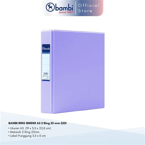 Jual Bambi Ring Binder A5 2 Ring Type D All Color Medium Size 25 Mm 2221 Shopee Indonesia