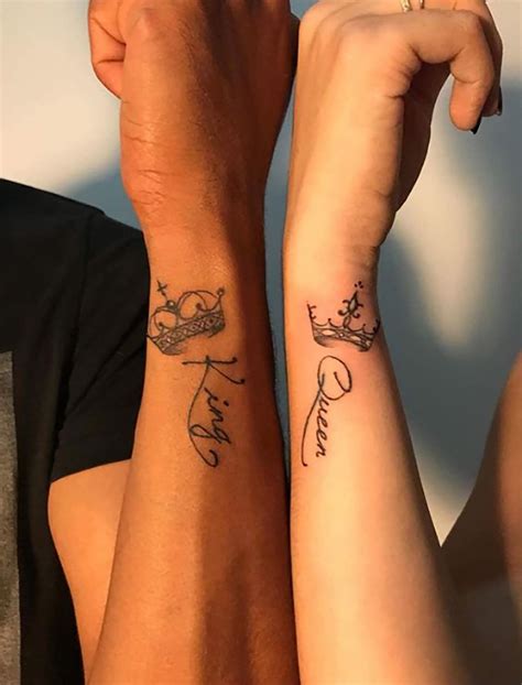 King And Queen Tattoo Couple Matching Tattoo Meaningful Tattoo For Couple Gift Custom Name