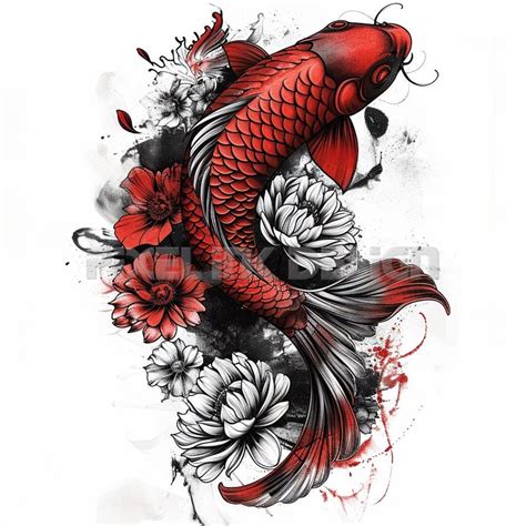 Koi Fish Tattoo Design Download High Resolution Digital Art Png Transparent Background Printable Svg Tattoo Stencil Etsy