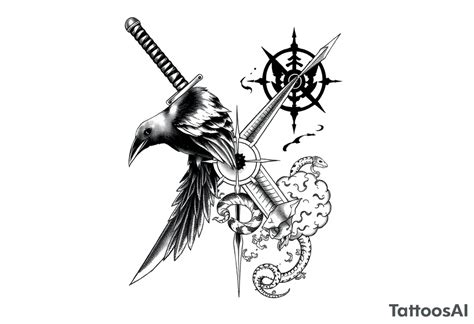 Kunai Blade With Crow Snake Uchiha Emblem And Akatsuki Cloud From Naruto Tattoo Idea Tattoosai