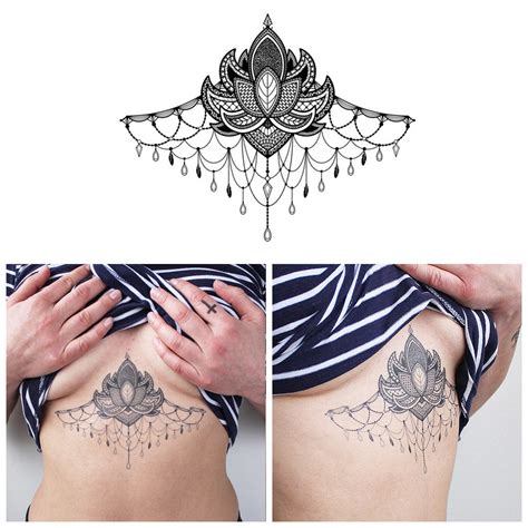Large Underboob Sternum Flower Temporary Tattoo Sternum Tattoo Underboob Tattoo Realistic Tattoo Girl Tattoo Sexy Tattoo Festival Etsy