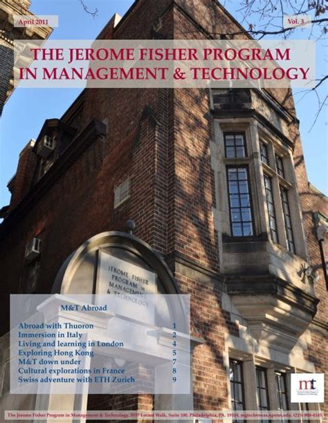 Learn Jerome Fisher Program In Management Technology