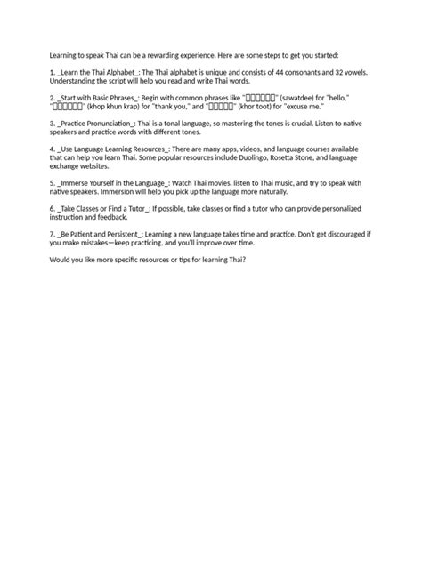 Learning To Speak Thai Can Be A Rewarding Experience Here Are S Pdf