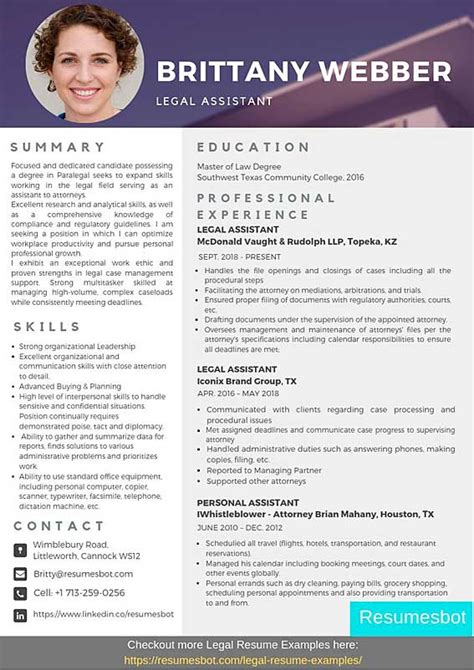 Legal Assistant Resume Samples Templates Pdf Doc 2024 Rb