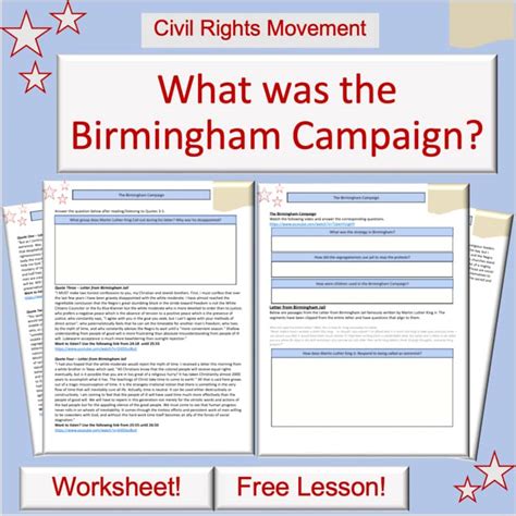 Letter From Birmingham Jail Lesson Plan Civil Rights Movement Mlk