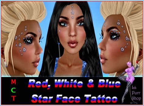 Light Blue Stars Face Tattoo Sinderella