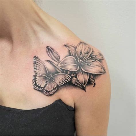 Lily Flowers Tattoos Shoulder