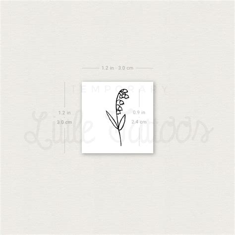 Lily Of The Valley Temporary Tattoo Set Of 3 Temporary Little Tattoos