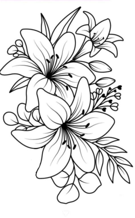 Lily Tattoo Template Design