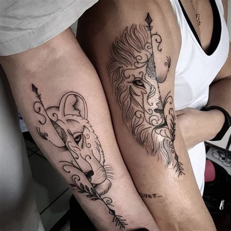 Lion And Lioness Love Tattoos Couple Lion Amp Lioness Tattoo
