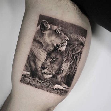 Lion And Lioness Tattoo Etsy Uk