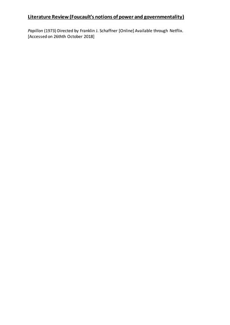 Literature Review Foucault Amp 39 S Notions Of Power And Governmentality Docx