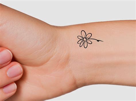 Little Daisy Flower Temporary Tattoo Etsy Canada