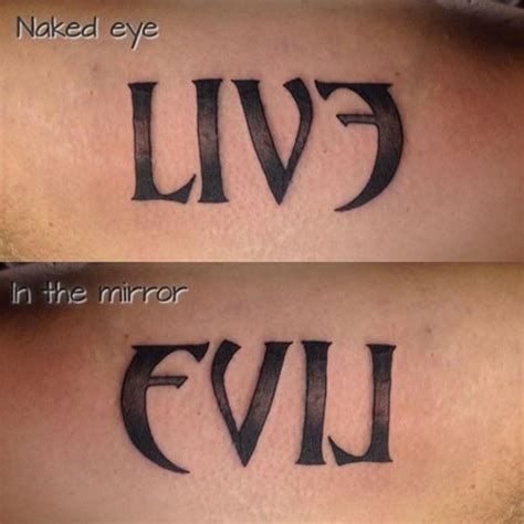 Live Evil Ambigram Tattoo Designs