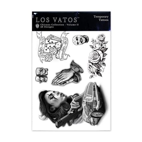 Los Vatos Chicano Vol Ii 36 Designs Cholo Chola Temporary Tattoos For Men Women Payasa