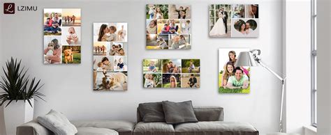 Lzimu 7 Picture Collage Canvas Prints Personalised Multi Photo Wall Art Custom Your Image To