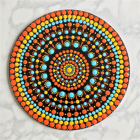 Mandala Dot Painting Canvas 8X8 Inch Canvas 20X20cm Acrylic Dotting Art Handmade Mandala