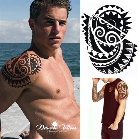Maori Sun Temporary Tattoo Sun Earth Tribal Mens Womens Polynesian Sticker Ebay Uk