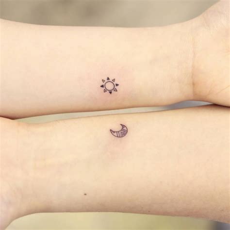 Matching Sun And Moon Tattoo For Couple Minimalistic Matching Sun And Moon Tattoo For Couple Minimalistic