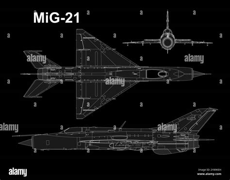 Mig 19 Jet Fighter Blueprint Stock Vector Image Amp Art Alamy