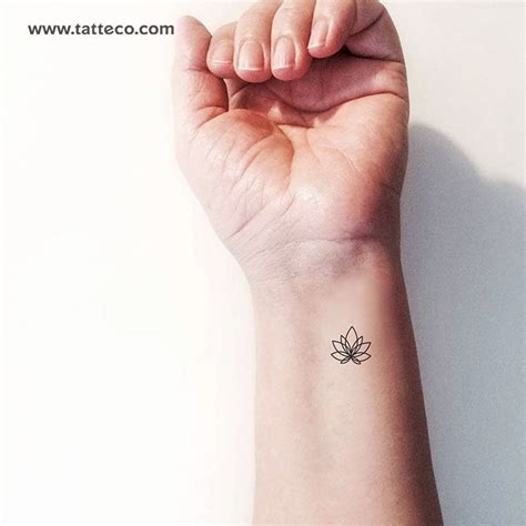 Minimalist Lotus Flower Temporary Tattoo Set Of 3 Tatteco