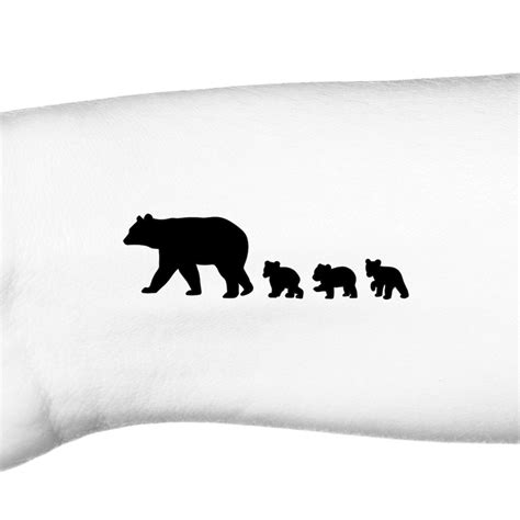 Momma Bear And 3 Baby Bears Silhouette Temporary Tattoo Etsy