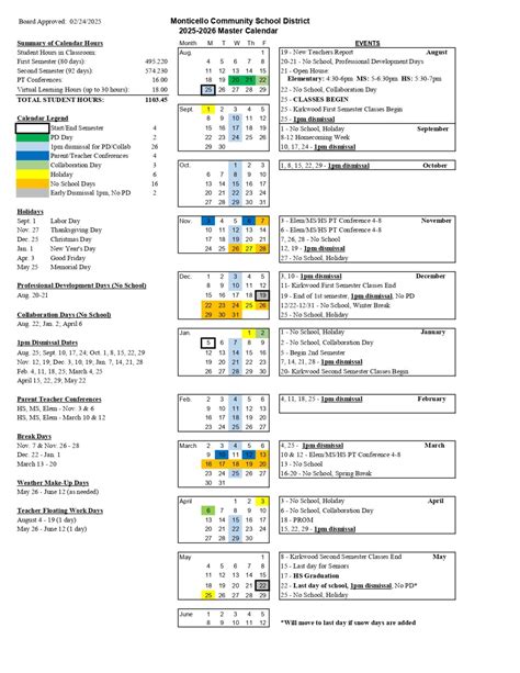 Monticello Community School District 25 26 Calendar Revised Pdf Educounty