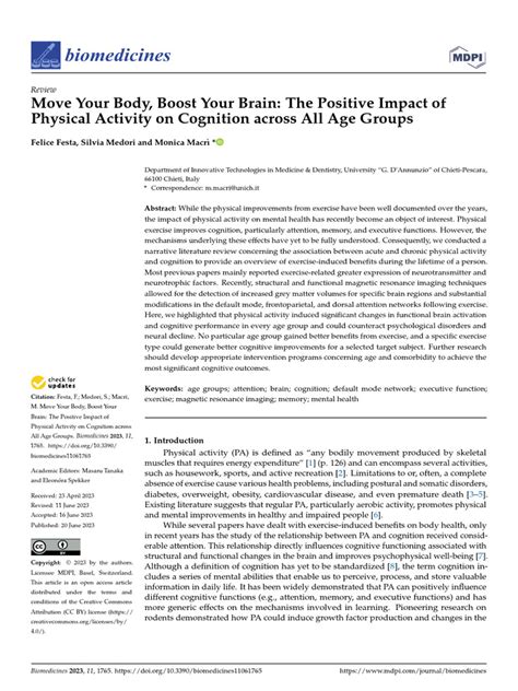 Move Your Body Boost Your Brain The Positive Impact Of Physical Activity On Cognition Across