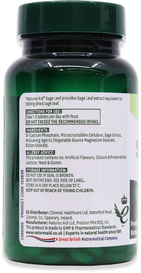 Nature S Aid Sage Leaf 500Mg 90 Tablets Medino Nature S Aid Sage Leaf 500Mg 90 Tablets Medino