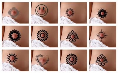 Nipple Belly Button Ring Set Of 3 Temporary Tattoo Breast Navel Decoration Ebay Uk