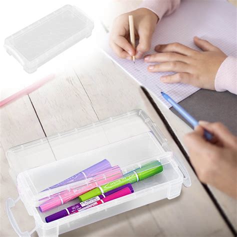 Nololo Qwtwty Office Supplies 1 Pack Plastic Pencil Box Large Capacity Pencil Boxes Clear Boxes