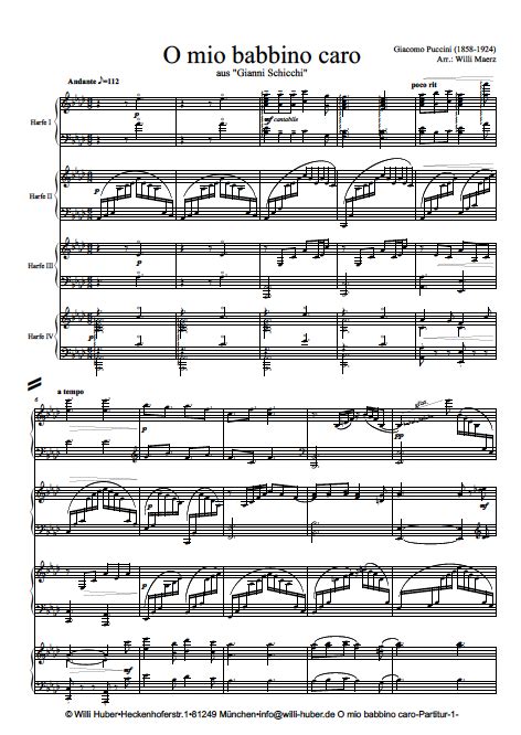 O Mio Babbino Caro Harp Column Music