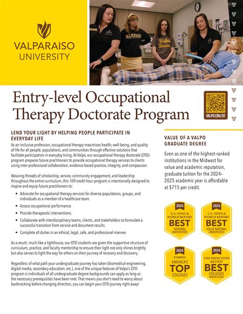 Occupational Therapy Entry Level Otd Valparaiso University