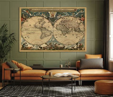 Old World Map Canvas Vintage World Map Canvas Art Old World Etsy Canada Old World Map Canvas Vintage World Map Canvas Art Old World Etsy Canada