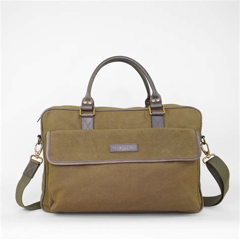 Olive Waxed Canvas Briefcase Perfect Laptop Bag Sophos Lifestyle