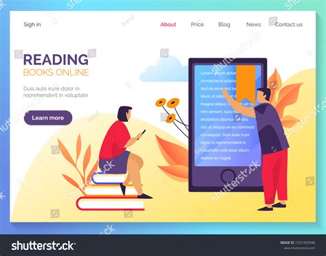 Online Library Website Template Electronic Books Stock Vector Royalty Free 1537493948 Shutterstock