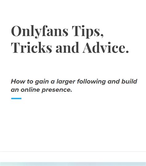 Onlyfans 101 Tips Trick And Advice