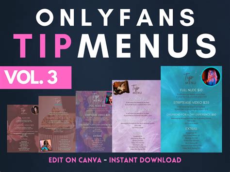 Onlyfans Tip Menu Templates 5 In Total Put Your Tips On Auto Pilot Great For Fansly Avn Stars Edit In Canva Instant Download Etsy