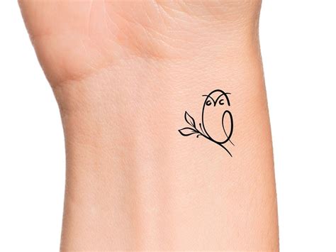 Owl Branch Temporary Tattoo Etsy Norway