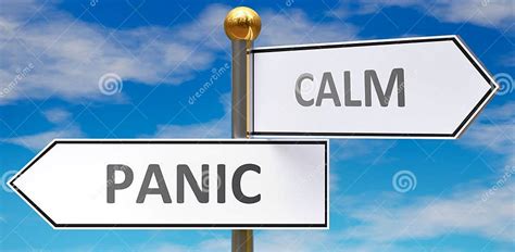 Panic And Calm As Different Choices In Life Pictured As Words Panic Calm On Road Signs Pointing At Opposite Ways To Show That Stock Illustration Illustration Of Option Road 187481968 Panic And Calm As Different Choices In Life Pictured As Words Panic Calm On Road Signs Pointing At Opposite Ways To Show That Stock Illustration Illustration Of Option Road 187481968