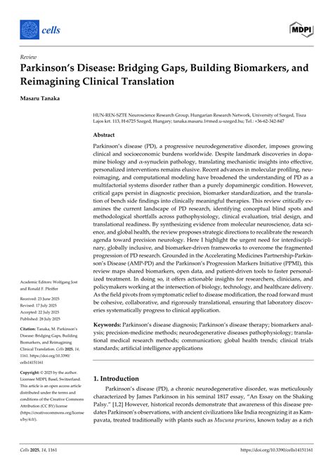 Parkinson S Disease Bridging Gaps Building Biomarkers And Reimagining Clinical Translation