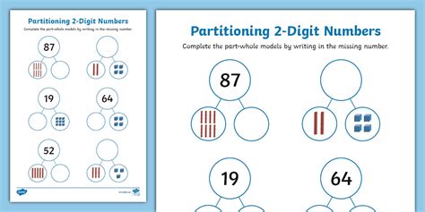 Partitioning 2 Digits Using A Part Whole Model Twinkl Partitioning 2 Digits Using A Part Whole Model Twinkl