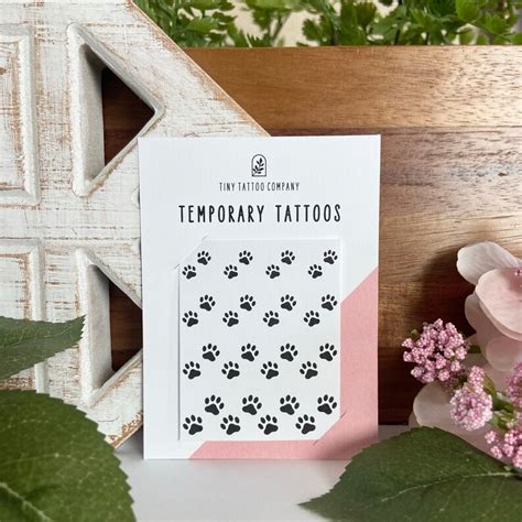 Paw Print Temporary Tattoos Set Of 16 Dog Paw Temporary Tattoo Minimalist Pet Tattoo Paw Print Tattoo Paw Print Pet Remembrance Etsy