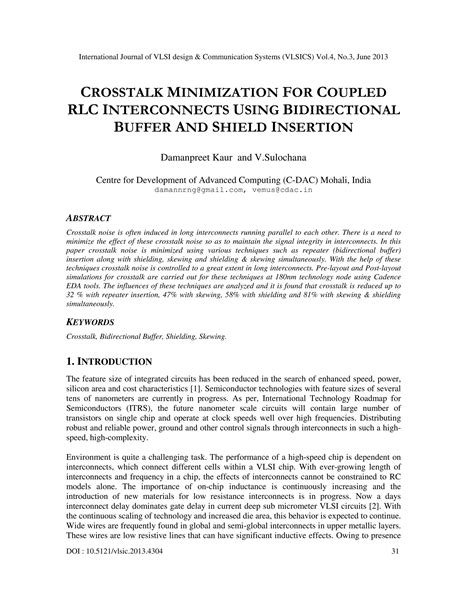 Pdf Crosstalk Minimization For Coupled Rlc Interconnects Using Bidirectional Buffer And Shield