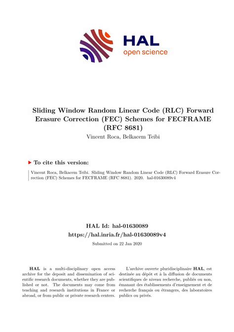 Pdf Sliding Window Random Linear Code Rlc Forward Erasure Dokumen Tips