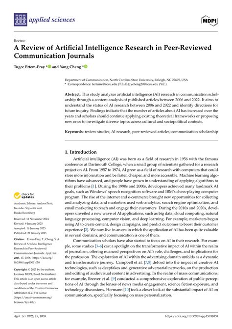 Pdf Use Of Artificial Intelligence And The Future Of Peer Review