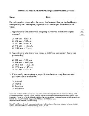 Pdf Validity Of The Reduced Version Of The Morningness Eveningness Questionnaire