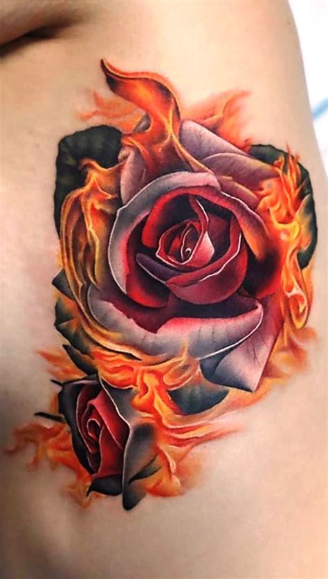 Pin By George Walker On Fire Tattoo Fire Tattoo Rose Tattoos For Men Rose Tattoos