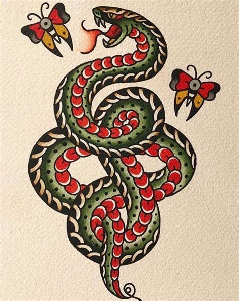 Pin By On Snakes Old School Tattoo Designs Traditional Tattoo Flash Traditional Tattoo In